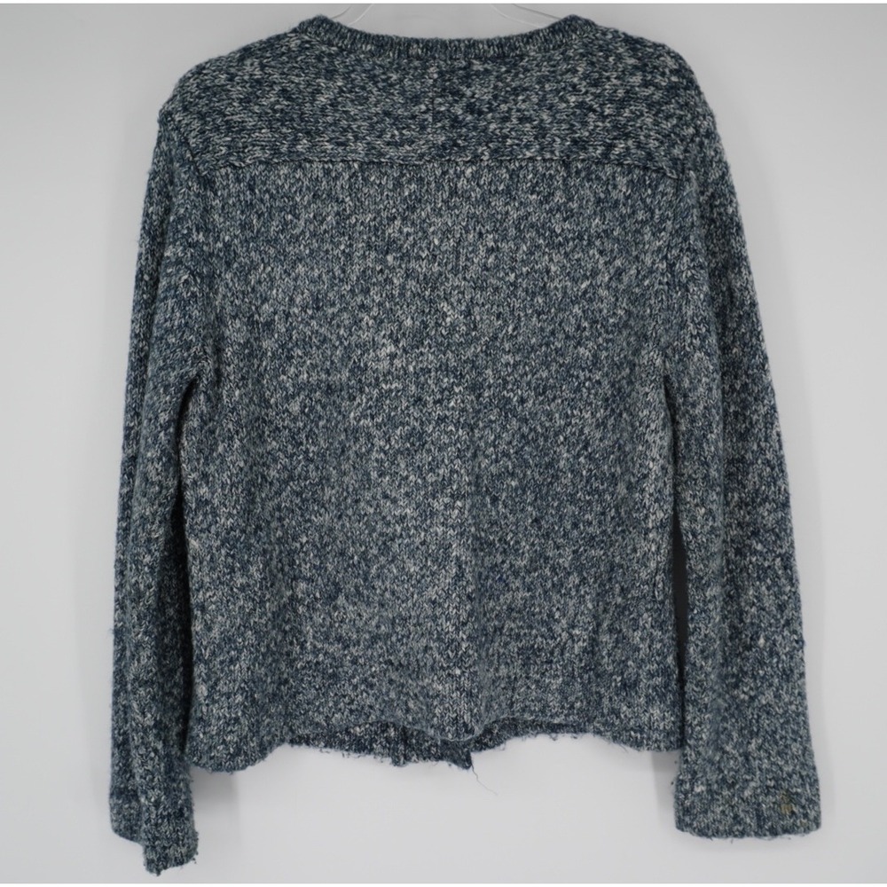 J. Jill Blue Marled Knit Asymmetrical Zip Front Sweater Jacket Womens Medium - Picture 9 of 11